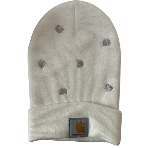 Carhartt Knit C Beanie – Winter White Logo Print - NWT - Picture 1 of 3